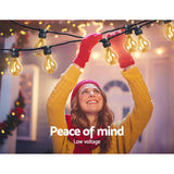 Festive Glow 23m LED String Lights with 20 Bulbs for Weddings, Parties, and Christmas A19 - Rear View