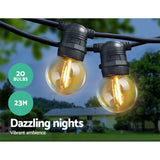 Jingle Jollys 23m Waterproof LED Festoon Lights - 20 Bulbs for Weddings, Parties & Christmas G45 - Side View