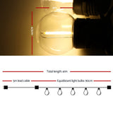 Festive Glow 41m LED Festoon String Lights with 40 Bulbs - Perfect for Weddings, Parties, and Holiday Celebrations - Front View