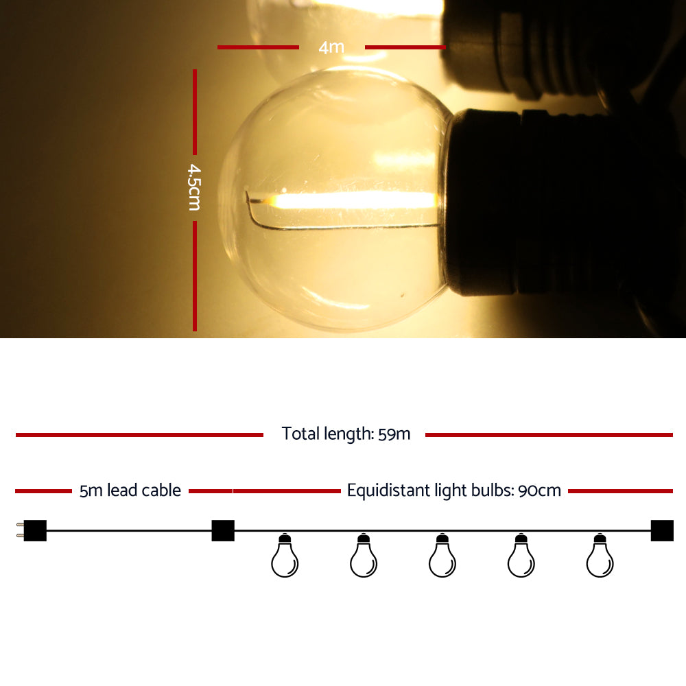 Festive Glow 59m LED Outdoor String Lights for Weddings and Parties