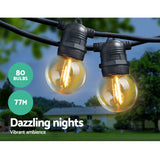 Jingle Jollys 77m Waterproof LED Festoon String Lights for Outdoor Wedding and Party Decor - Side View