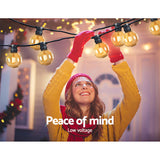 Warm Glow 41m LED Festoon String Lights - 40 Bulb Kit for Weddings, Parties, and Christmas G80 - Rear View