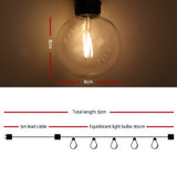 Jingle Jollys 50m Connectable LED Festoon Lights - 50 Bulbs for Weddings, Parties, and Christmas - Front View