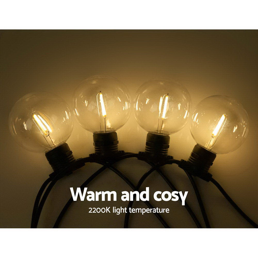 Jingle Jollys 50m Connectable LED Festoon Lights - 50 Bulbs for Weddings, Parties, and Christmas