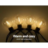 Jingle Jollys 50m Connectable LED Festoon Lights - 50 Bulbs for Weddings, Parties, and Christmas - Top-Down View