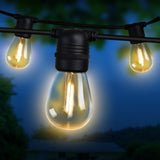 Jingle Jollys 68m Waterproof LED Festoon String Lights with 70 Bulbs for Weddings and Events - Close-Up Angle