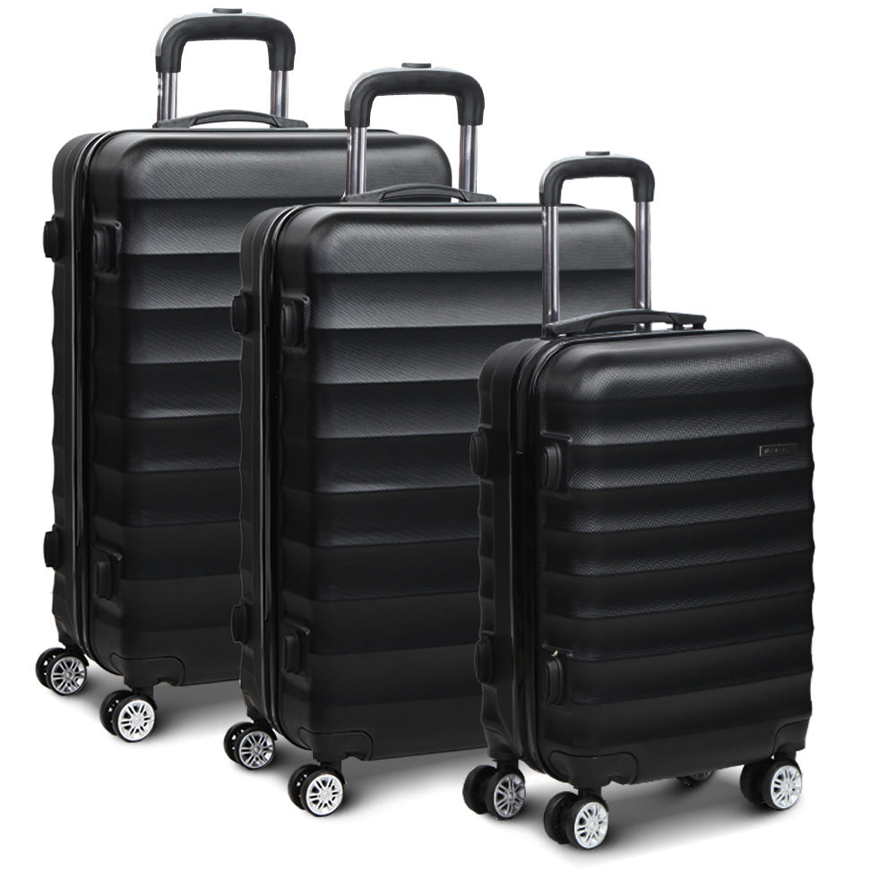 Wanderlite Ultra-Lightweight Black Hardshell Travel Luggage Set - 3 Pieces