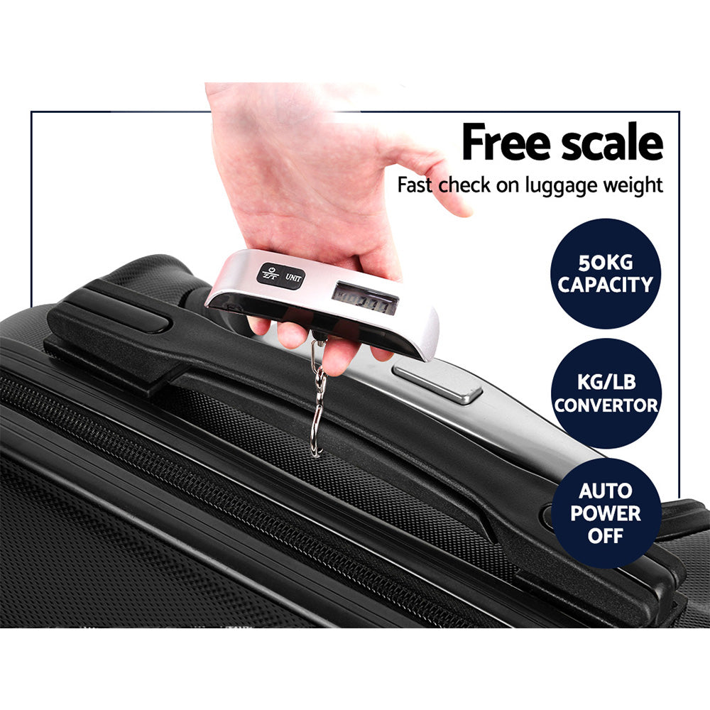 Wanderlite Ultra-Lightweight Black Hardshell Travel Luggage Set - 3 Pieces