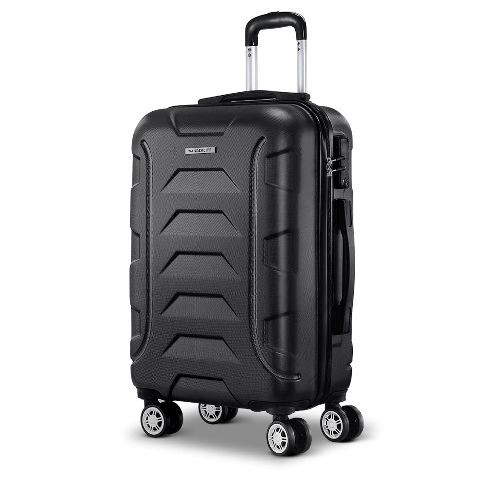 Wanderlite 20-Inch Ultra-Light Hard Shell Carry-On Luggage with Smooth Dual Wheels - Classic Black