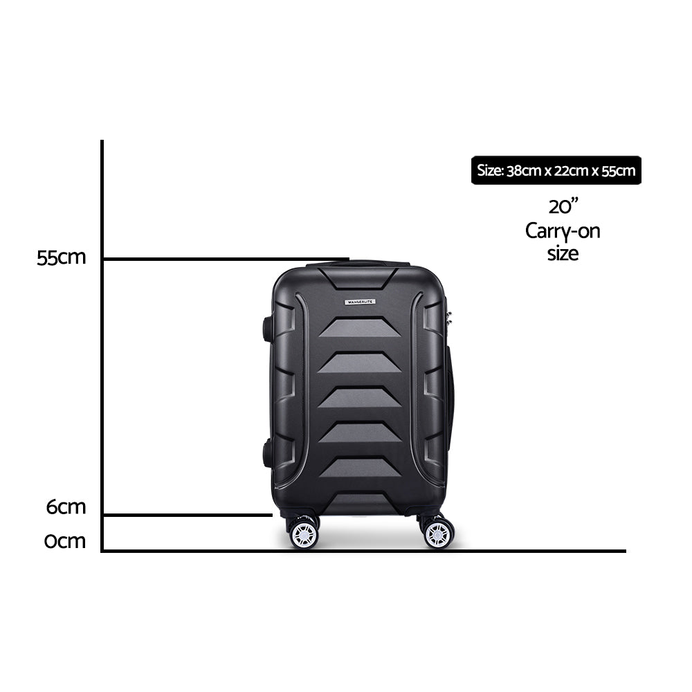 Wanderlite 20-Inch Ultra-Light Hard Shell Carry-On Luggage with Smooth Dual Wheels - Classic Black
