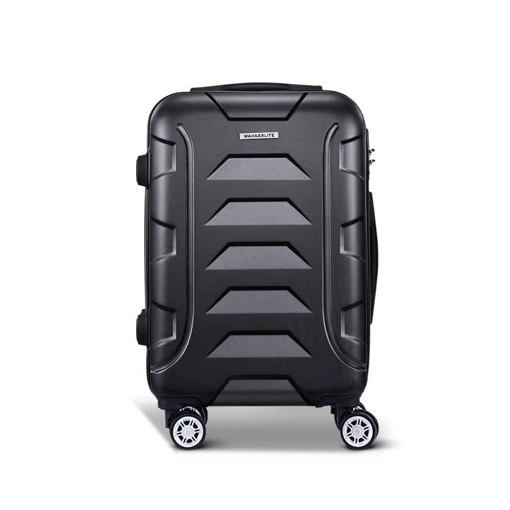 Wanderlite 20-Inch Ultra-Light Hard Shell Carry-On Luggage with Smooth Dual Wheels - Classic Black