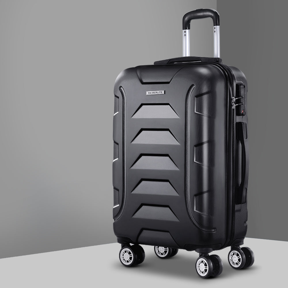Wanderlite 20-Inch Ultra-Light Hard Shell Carry-On Luggage with Smooth Dual Wheels - Classic Black