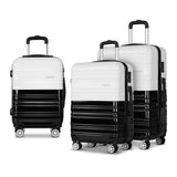 Wanderlite Ultra-Light 3-Piece Hard Shell Travel Luggage Set - Elegant Black & White Style - Front View