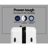 Wanderlite Ultra-Light 3-Piece Hard Shell Travel Luggage Set - Elegant Black & White Style - 45-Degree Angle