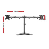 Artiss Dual Adjustable Monitor Arm Stand - Black - Front View