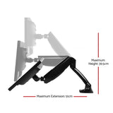 Dual Monitor Gas Spring Arm Mount in Black - Front View