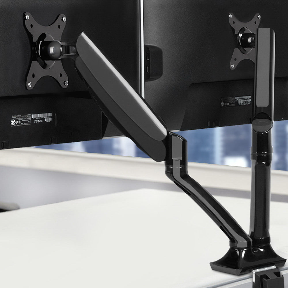 Dual Monitor Gas Spring Arm Mount in Black