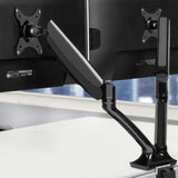 Dual Monitor Gas Spring Arm Mount in Black - Low Angle