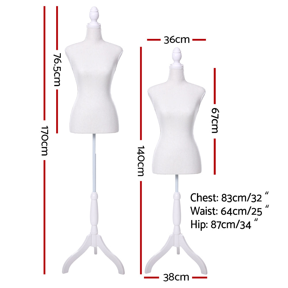 Adjustable White Female Dressmaking Mannequin 170cm with Vintage Base for Tailoring and Display