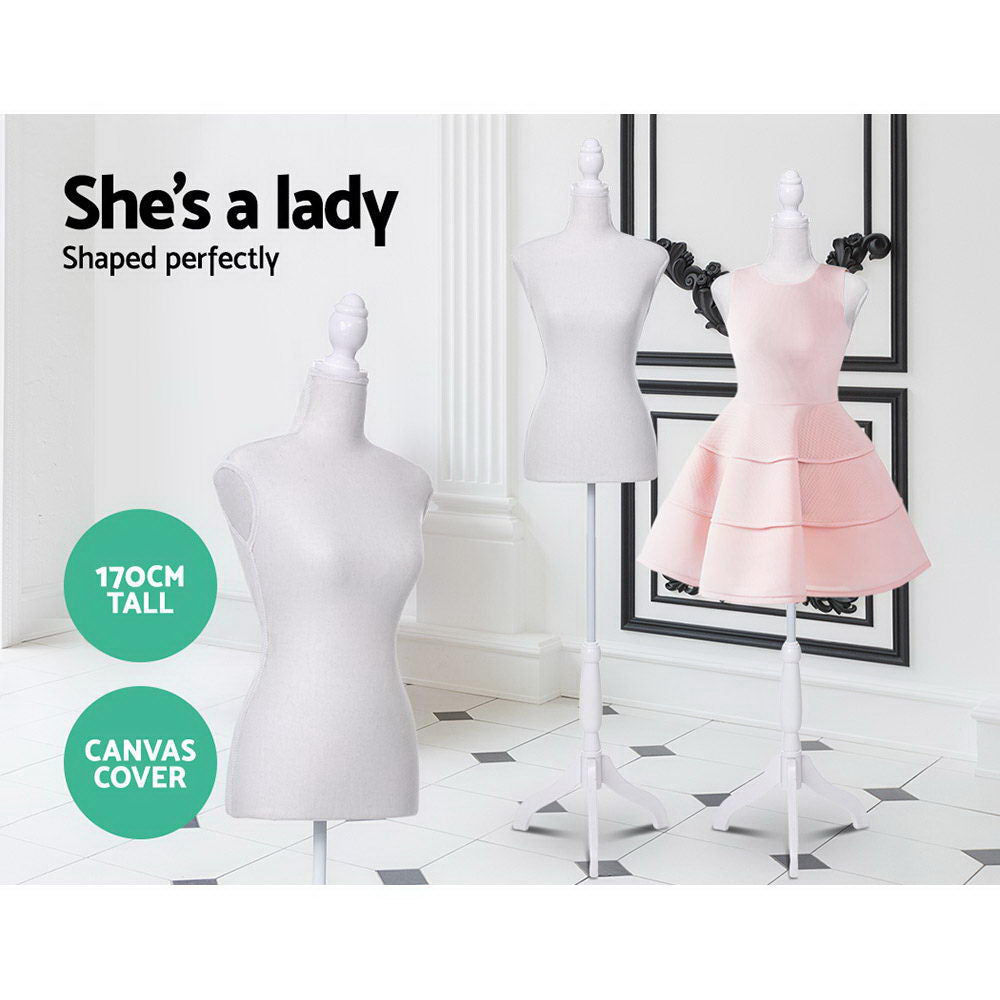 Adjustable White Female Dressmaking Mannequin 170cm with Vintage Base for Tailoring and Display