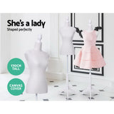 Adjustable White Female Dressmaking Mannequin 170cm with Vintage Base for Tailoring and Display - Side View