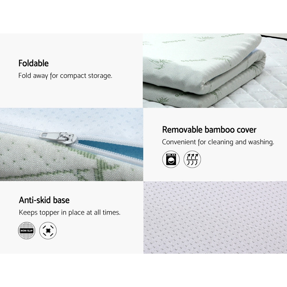 Giselle Bedding 5cm Double Cool Gel Memory Foam Mattress Topper with Bamboo Cover - 7-Zone Design