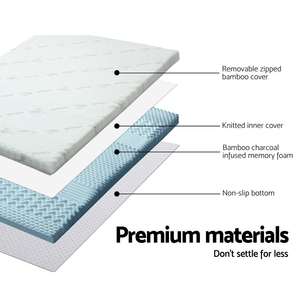 Giselle Bedding 5cm Cool Gel 7-Zone Memory Foam Mattress Topper with Bamboo Cover - Queen Size
