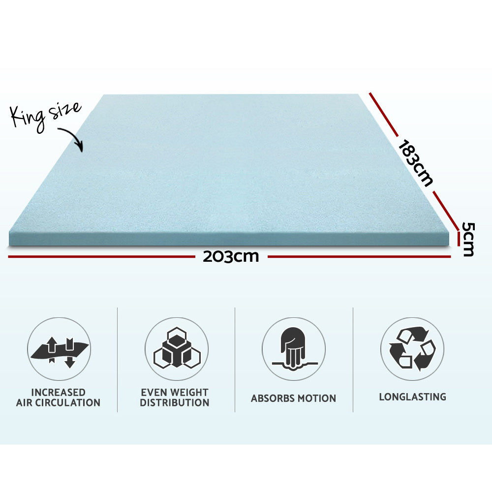 Giselle Cool Gel Memory Foam Mattress Topper with Bamboo Cover - 5cm King Size