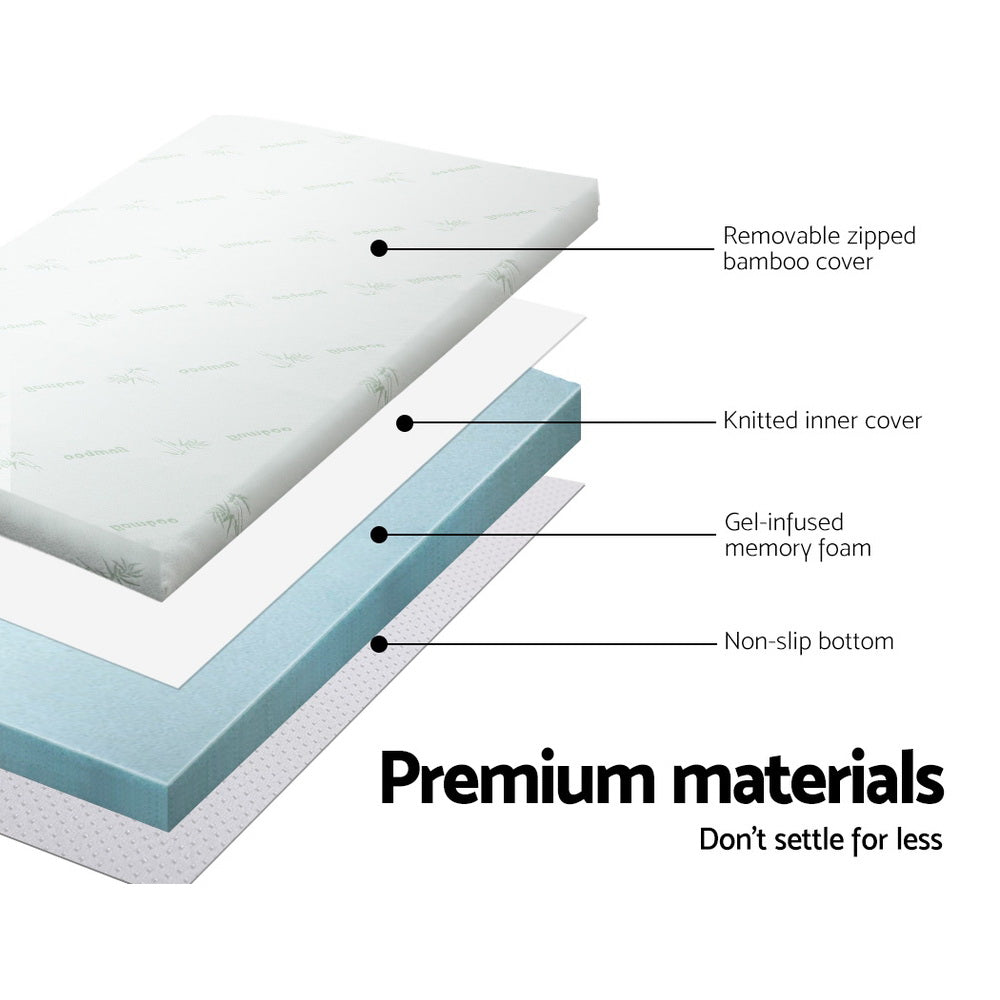 Giselle Cool Gel Infused Memory Foam Mattress Topper with Bamboo Cover - Double Size 8cm