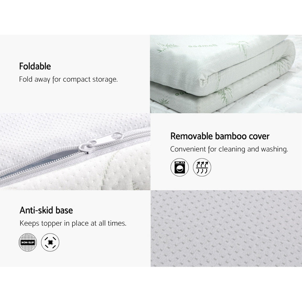 Giselle Cool Gel Infused Memory Foam Mattress Topper with Bamboo Cover - Double Size 8cm