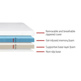 Giselle Single Size Cool Gel Dual Layer Memory Foam Mattress Topper - Top-Down View