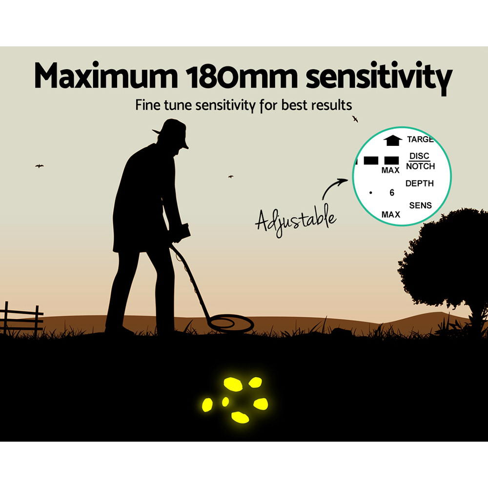 LCD Screen Waterproof Metal Detector & Pinpointer for Treasure Hunting - 180MM Sensitivity