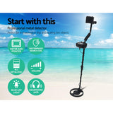 Waterproof LED Metal Detector with Headphones - Black - Side View