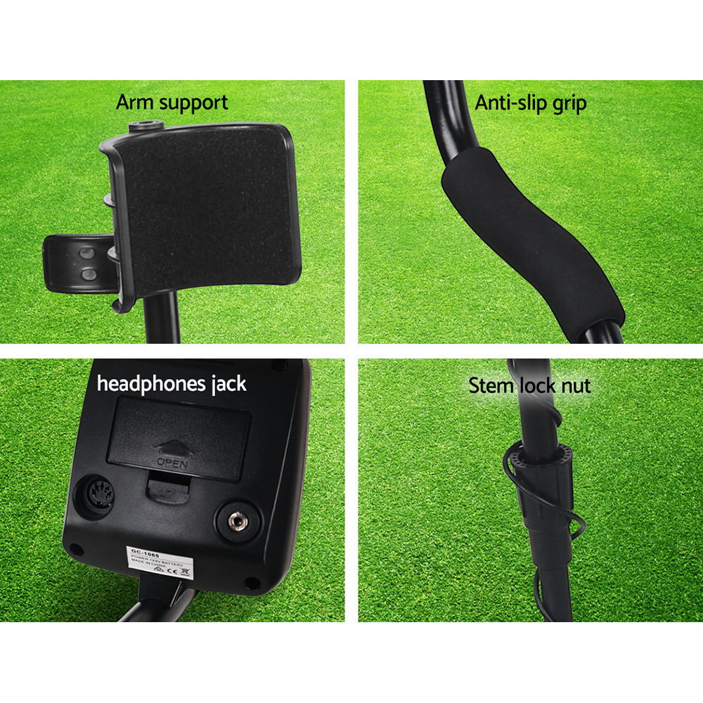 Waterproof LED Metal Detector with Headphones - Black
