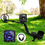 Waterproof LED Metal Detector with Headphones - Black - Close-Up Angle