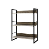 Modern 3-Tier Metal and Wood Display Shelf for Books and Collectibles - Front View