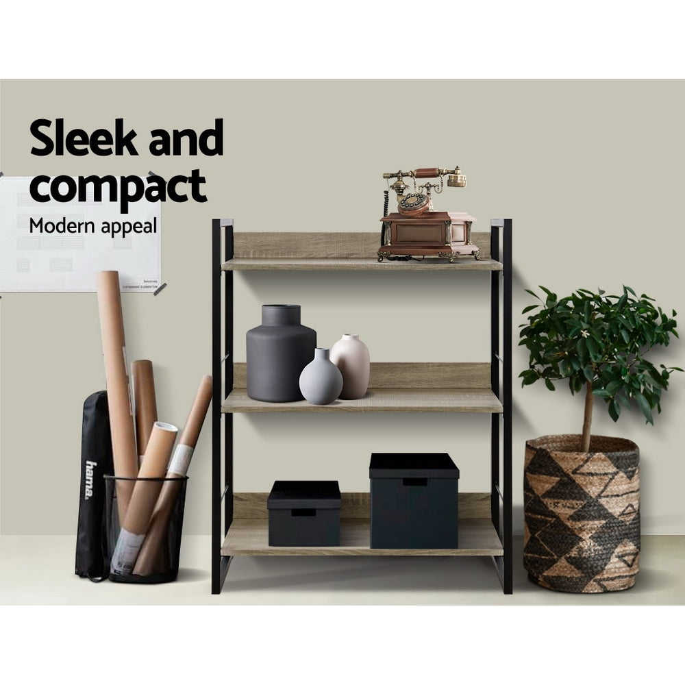 Modern 3-Tier Metal and Wood Display Shelf for Books and Collectibles