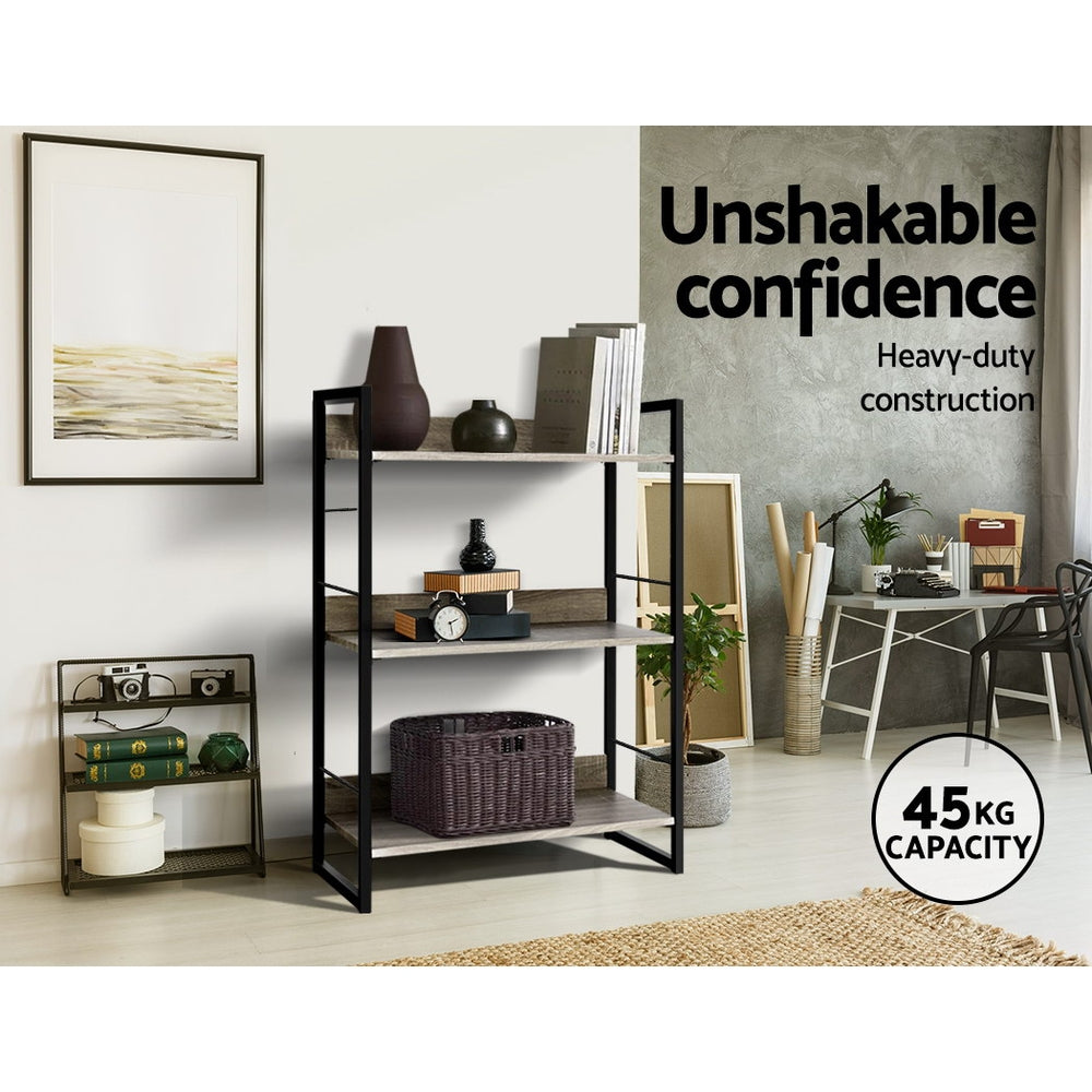 Modern 3-Tier Metal and Wood Display Shelf for Books and Collectibles