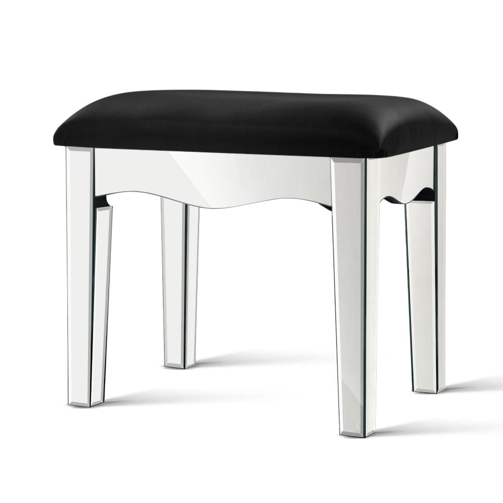 Artiss Glamorous Mirrored Vanity Stool with Premium PU Leather Upholstery
