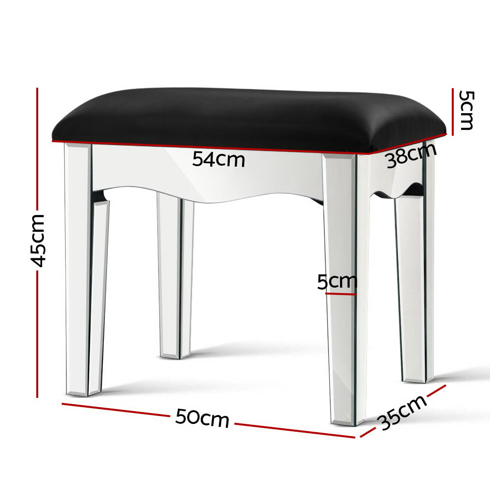 Artiss Glamorous Mirrored Vanity Stool with Premium PU Leather Upholstery