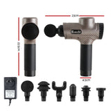 Everfit Percussion Massage Gun with LCD Display and 6 Customizable Attachments for Deep Tissue Relief - Front View