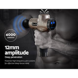 Everfit Percussion Massage Gun with LCD Display and 6 Customizable Attachments for Deep Tissue Relief - 45-Degree Angle