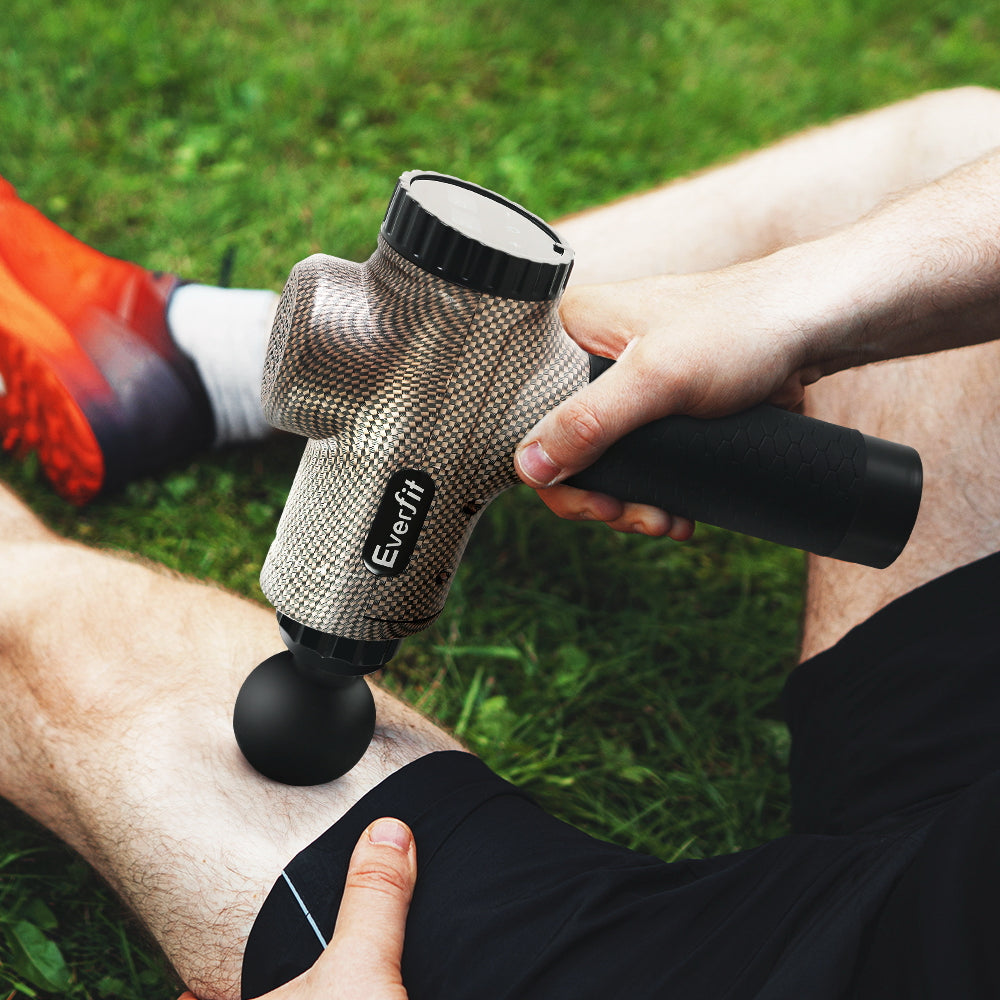 Everfit Percussion Massage Gun with LCD Display and 6 Customizable Attachments for Deep Tissue Relief