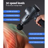 Everfit Percussion Massage Gun with 6 Interchangeable Heads and LCD Display for Muscle Relief - Rear View