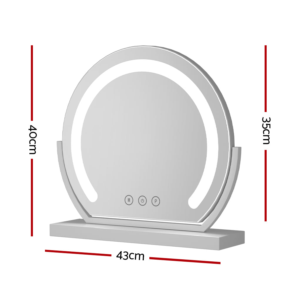 Glamourous LED Vanity Makeup Mirror with Adjustable Brightness and 180° Rotation - 40X35CM