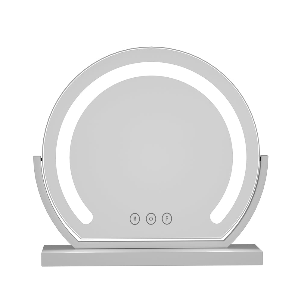 Glamourous LED Vanity Makeup Mirror with Adjustable Brightness and 180° Rotation - 40X35CM