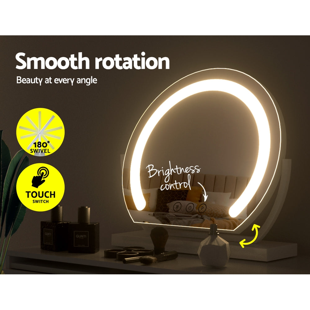 Glamourous LED Vanity Makeup Mirror with Adjustable Brightness and 180° Rotation - 40X35CM