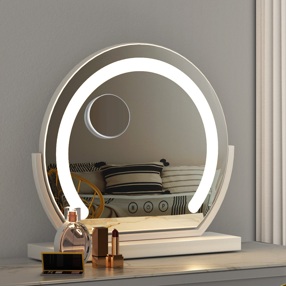 Glamourous LED Vanity Makeup Mirror with Adjustable Brightness and 180° Rotation - 40X35CM