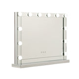 Glamourous LED Lighted Makeup Mirror with Adjustable Brightness - 58cm x 46cm Silver Finish