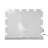 Glamourous LED Lighted Makeup Mirror with Adjustable Brightness - 58cm x 46cm Silver Finish - Side View